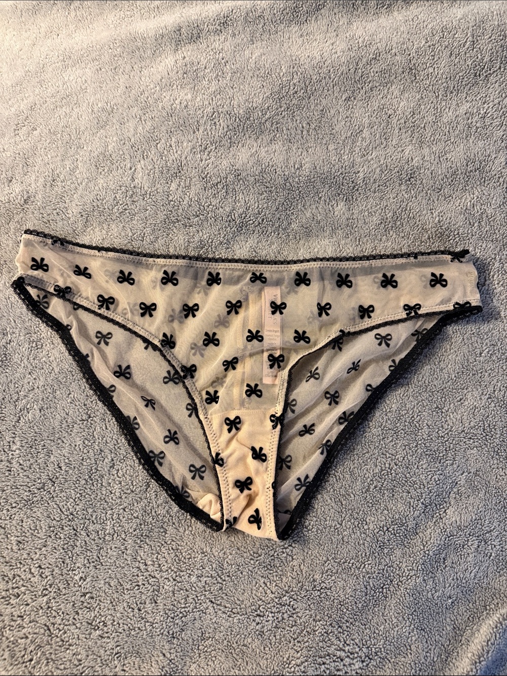 Victoria's Secret Cream Bikini Panties with Black Bow Print